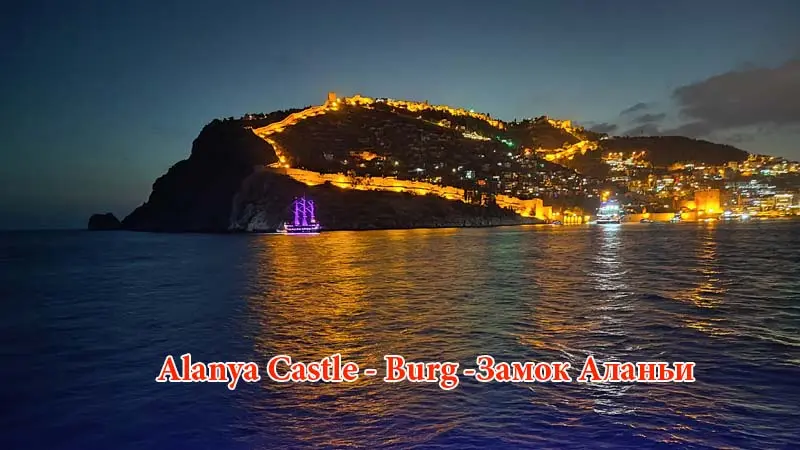 alanya castle on night view mahmutlar