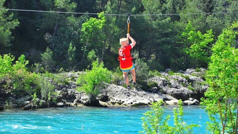 zipline activity with rafting