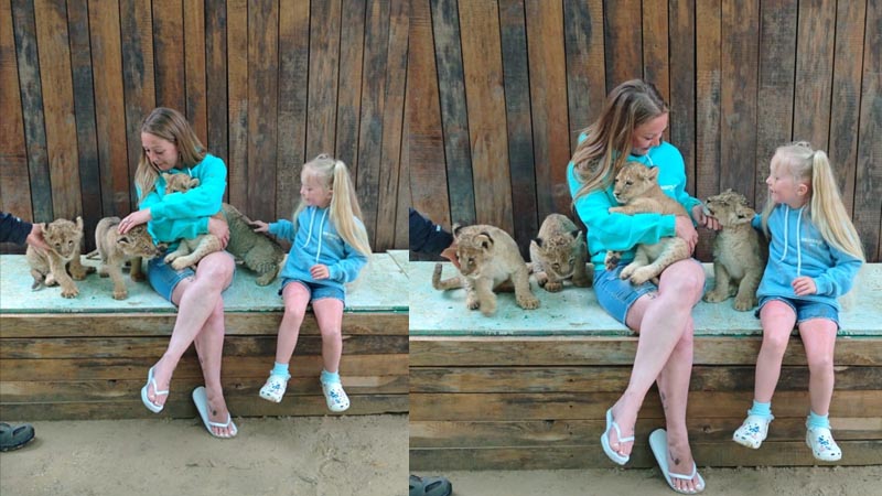 alanya photo with lion cub