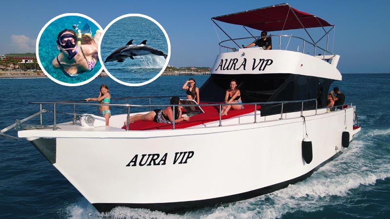 okurcalar snorkeling and dolphin island trip by private yacht